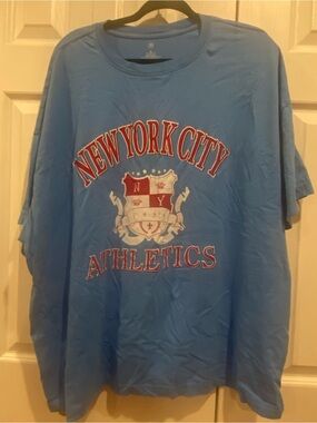NOBO Light Blue Crew Neck Tee with White Logo Print